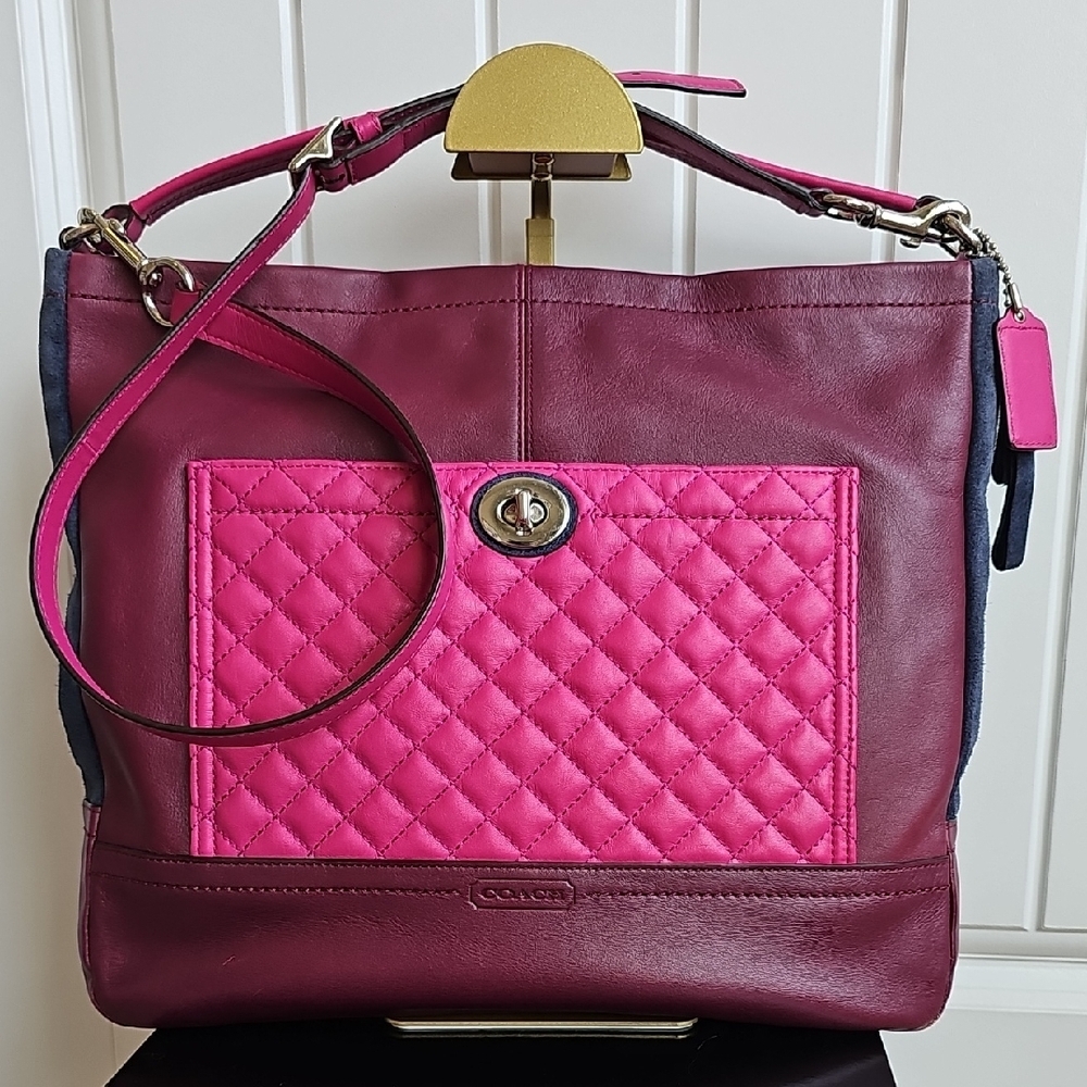 Coach Pink and Magenta Quilted Leather Shoulder Bag